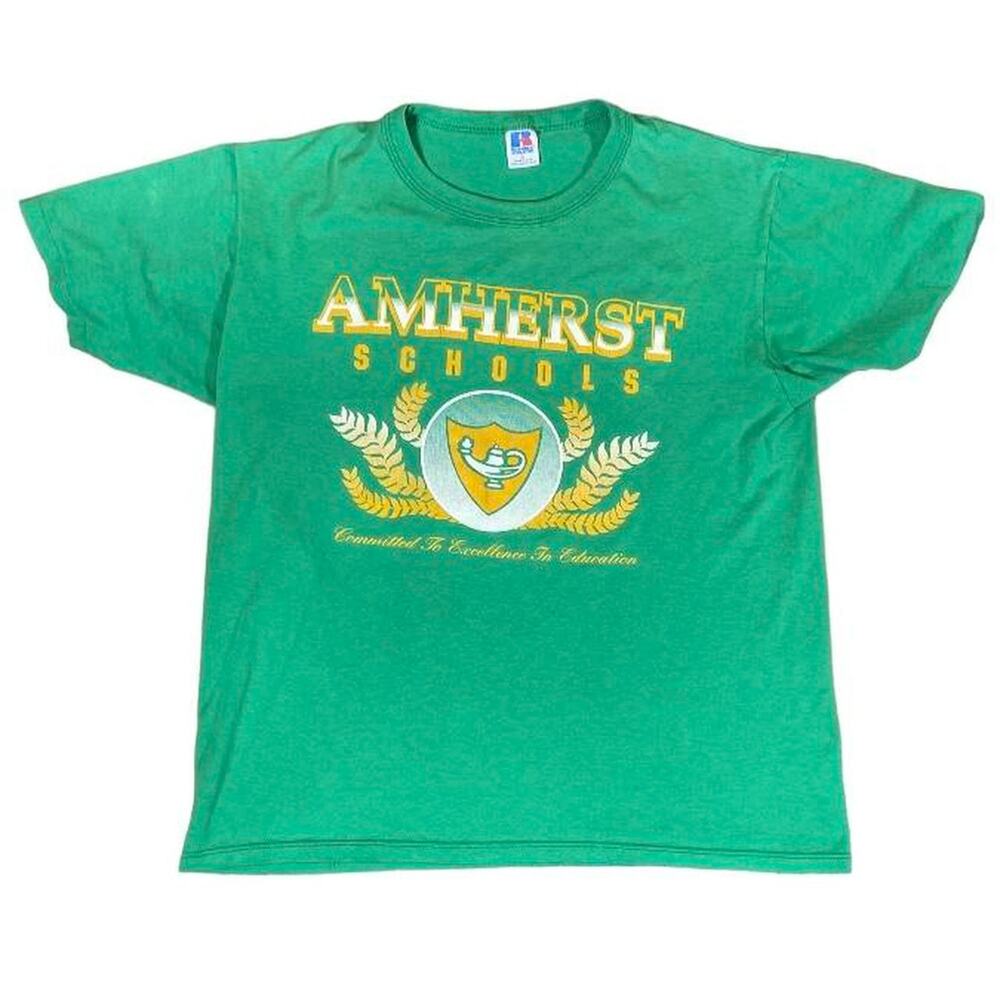 90s green russell athletics tee